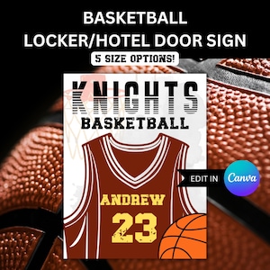 Basketball Jersey Locker Sign Template for Travel Basketball Hotel Door Sign Pep Rally Sign for Basketball Player Signs Editable Locker Sign
