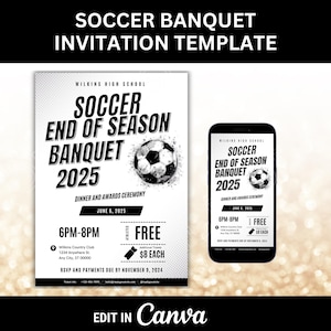 SOCCER End of Season Banquet Invitation for SOCCER Award Ceremony Announcement for End of Season Soccer Team Dinner Invite