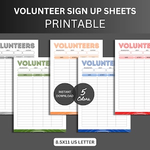 Formulário de inscrição para voluntários para impressão para formulário de inscrição de voluntários para eventos da igreja, formulário de voluntariado para eventos escolares, pais voluntários para PTA