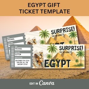 Editable Egypt Surprise Ticket to Egypt Boarding Pass Gift Certificate Travel Surprise Gift Vacation Voucher to Egypt