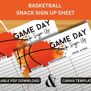 Basketball Snack Sign Up Sheet Printable Basketball Snack Schedule Basketball Game Day Snack Sign Up Sheet Basketball Mom Parent Volunteer