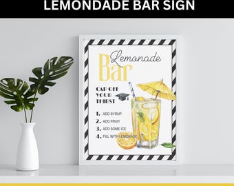 Graduation Lemonade Bar Sign for Graduation Party Drink Station Sign Template for Lemonade Drink Station Sign for Grad Party Printable Sign
