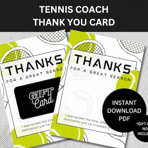 Carte de remerciement pour entraîneur de tennis Cadeau pour entraîneur de tennis Cadeau de remerciement pour entraîneur de tennis Cadeau de remerciement pour entraîneur de tennis Merci pour tout ce que vous faites