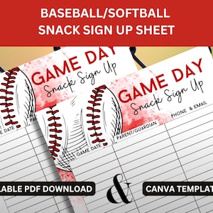 Baseball Snack Schedule Little League Snack Sign Up Sheet Printable Teeball Snack Sign Up Sheet for Gameday Snacks Tball Game Snack Schedule