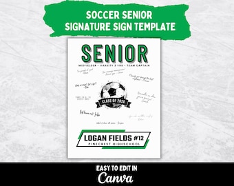 SOCCER Senior Signature Poster Template for Soccer Senior Night Gift for Soccer Graduation Sign for Soccer Keepsake Graduation Party Sign