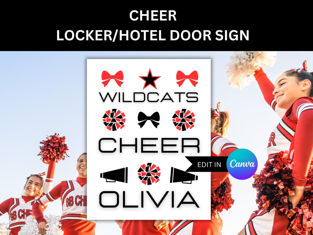 Cheer Locker Decoration Template for Cheerleading Hotel Door Sign for ...