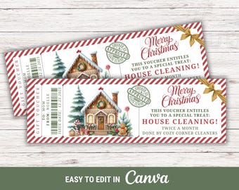 Bon cadeau de nettoyage de maison de Noël pour un service de femme de chambre Bon de réduction pour un service de nettoyage de maison pendant les fêtes