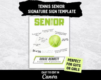 Tennis Senior Signature Poster Template for High School Tennis Senior Night Gift for Tennis Graduation Sign for Tennis Graduation Party Sign