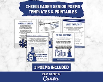 Editable Cheerleader Senior Night Gift Poems Cheerleading Senior Letter for Cheerleader Poem Printable End of Season Gift for Cheer Senior