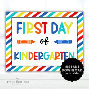 Letrero imprimible para el primer día de jardín de infantes para el primer día de clases Descarga instantánea Letrero fotográfico imprimible para el primer día de jardín de infantes