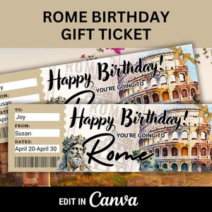 Biglietto di viaggio per il compleanno a Roma Regalo a sorpresa per Roma Biglietto regalo per una vacanza in Italia Carta d'imbarco per Roma Buono di viaggio Stai andando a Roma