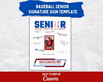 BASEBALL Senior Signature Poster Template for Baseball Senior Night Gift for Baseball Graduation Sign for Baseball Keepsake Party Sign