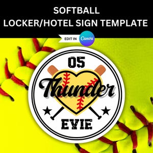 Softball Locker Sign Template for Softball Tournament Sign for Hotel Door Sign Editable Softball Game Day Family and Fan Sign for Softball