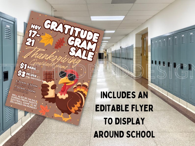 Editable Thanksgiving Gratitude Gram PTO Fall Fundraiser Templates for ...