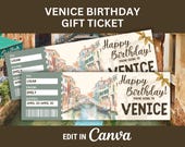 Editable Venice Italy Ticket for Surprise Birthday Gift to Venice Boarding Pass Gift Certificate Travel Surprise Printable Flight Ticket