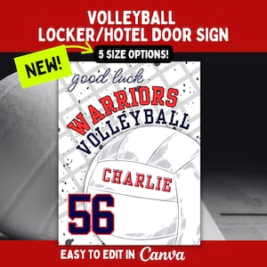 Volleyball Locker Sign Template for Volleyball Hotel Door Sign for Team Pride Volleyball Player Signs Editable Volleyball Travel Template