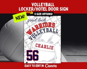 Volleyball Locker Sign Template for Volleyball Hotel Door Sign for Team Pride Volleyball Player Signs Editable Volleyball Travel Template