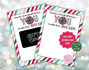 Christmas Cheerleader Gift Card Holder for Cheerleader Squad Holiday Gift for Cheer Squad Appreciation Printable Christmas Card