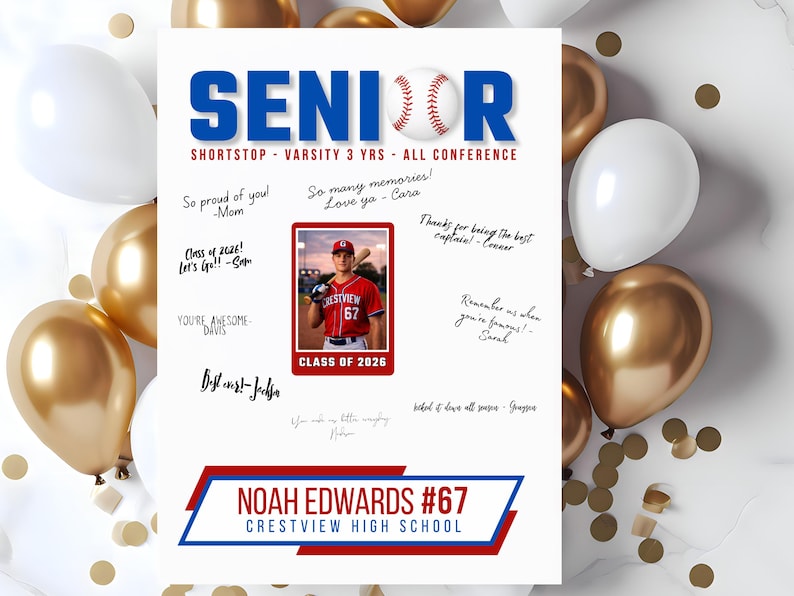 BASEBALL Senior Signature Poster Template for Baseball Senior Night ...