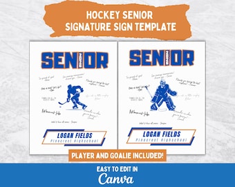 Hockey Senior Signature Poster Template for Hockey Senior Night Gift for Hockey Player Graduation Sign for Hockey Graduation Party Sign