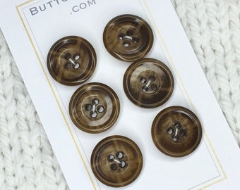 Antique Casein Plastic Buttons Brown Plaid Button Set 9/16”