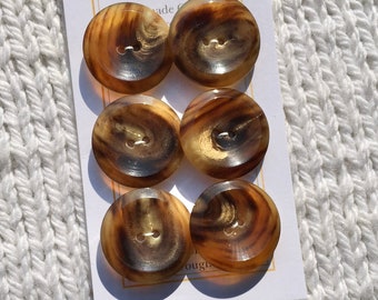 Luminous Antique Horn Buttons NOS 7/8” Button Set of 6