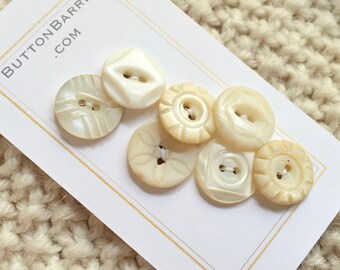 Set of 7 Wabi Sabi Buttons MOP Buttons Shell Buttons Antique Mother of Pearl Buttons