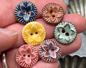 Little Star Button Handmade Ceramic 11/16"