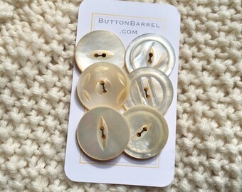 Set of 7 Wabi Sabi Buttons MOP Buttons Shell Buttons Antique Mother of Pearl Buttons