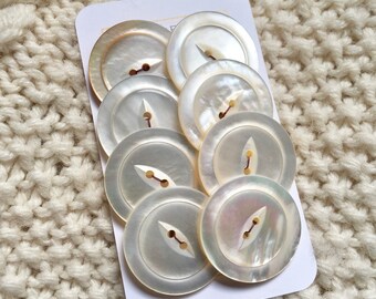 Set of 7 Wabi Sabi Buttons MOP Buttons Shell Buttons Antique Mother of Pearl Buttons