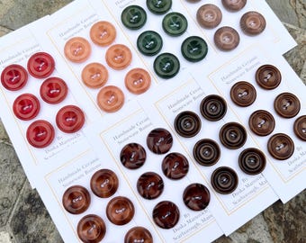Antique Carved Buttons Tagua Nut 9/16" 14mm 6 Button Set
