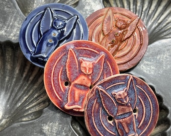 Angel Cat Handmade Ceramic Button 2”
