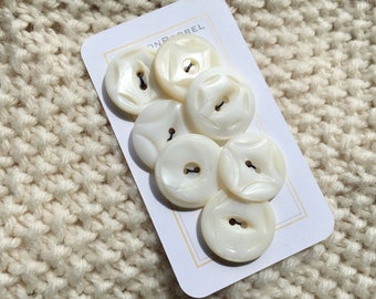Antique Carved MOP Buttons, Mother of Pearl  Button, Iridescent Shell Button Set, 7/8” Buttons