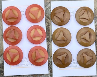 Antique Art Deco Buttons Carved Tagua Nut 7/8" 22mm 6 Button Set