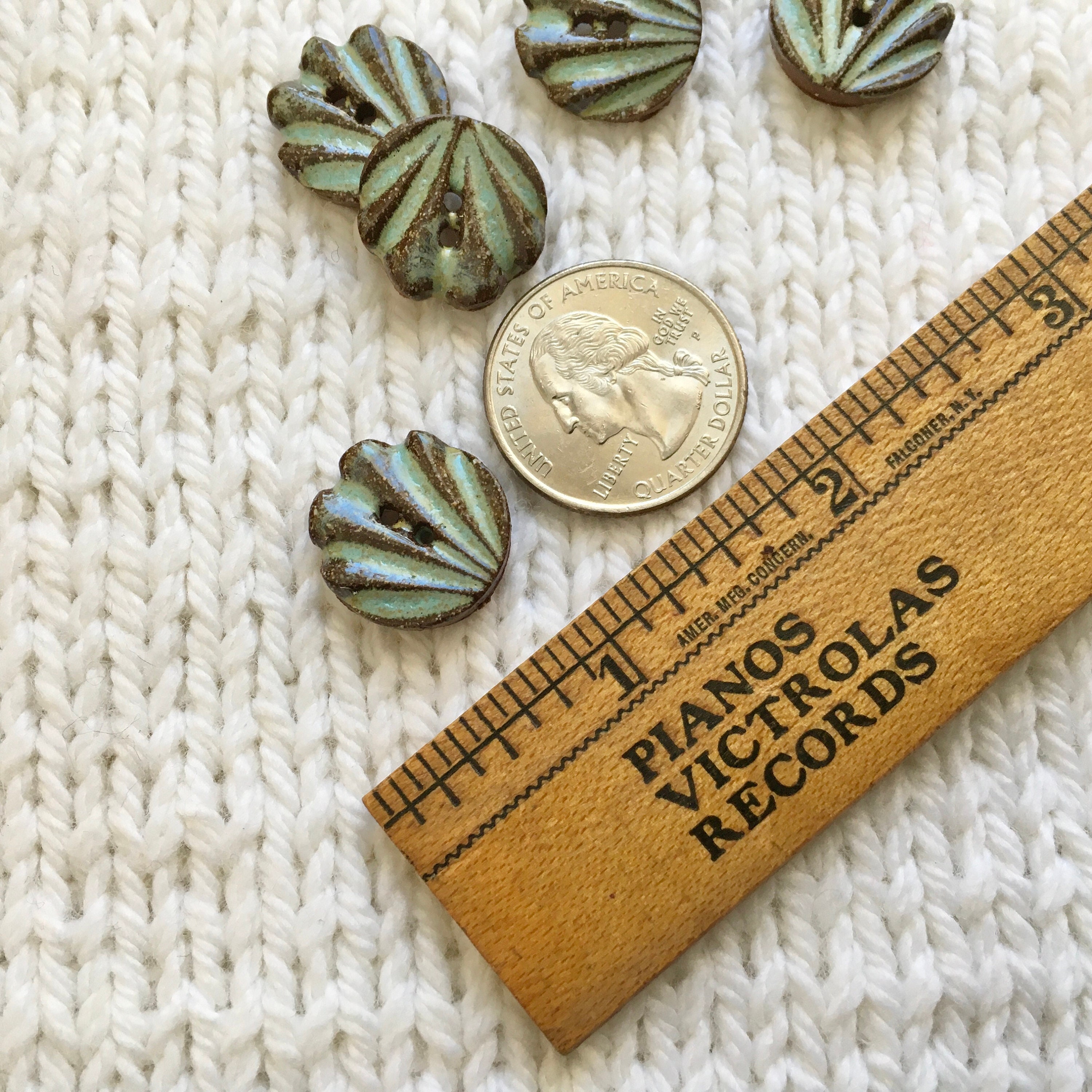 Green Shell Button Handmade Ceramic 11/16” - Etsy