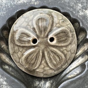 Sand Dollar Button Handmade Ceramic 1 7/8”