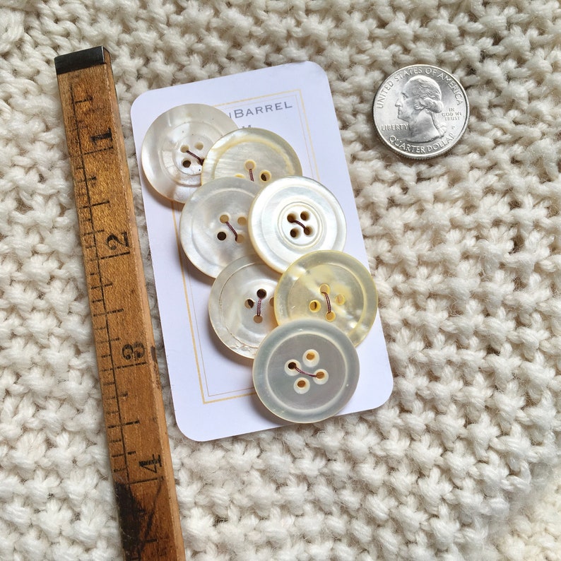 Set of 7 Wabi Sabi Buttons MOP Buttons Shell Buttons Antique Mother of Pearl Buttons