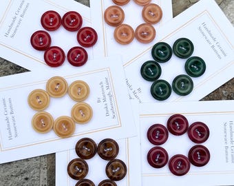 Antique Diminutive Carved Buttons Tagua Nut 1/2" 13mm 6 Button Set