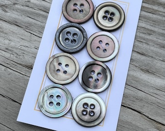 Antique MOP Button Set of 8 Smoky Rainbow Mother of Pearl Buttons 11/16” 17mm