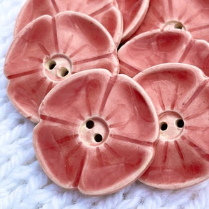Pink Dogwood Flower Button, Handmade Ceramic 15/16”
