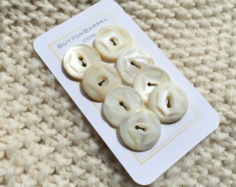 Antique MOP Buttons, Set of 8, Mother of Pearl Shell Buttons, 3/4” Buttons, Wabi Sabi Buttons