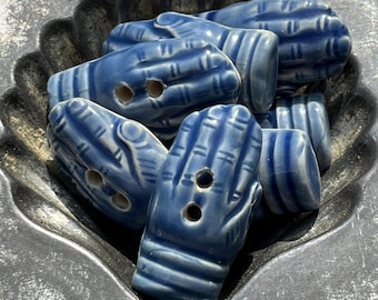 Ceramic Hand Button 1 7/16" x 3/4" Handmade Stoneware Toggle Sewing Button