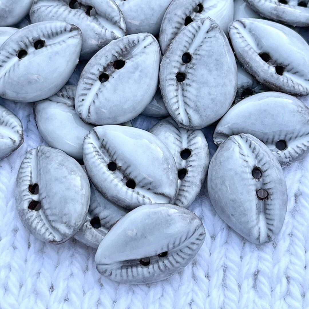 Cowrie Shell Button Handmade Ceramic 7/8” X 5/8” 22mm X 16mm - Etsy