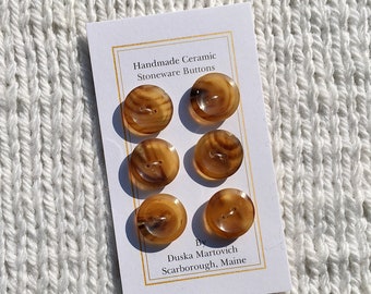 Luminous Small Antique Horn Buttons NOS 5/8” Button Set of 6 Light Caramel