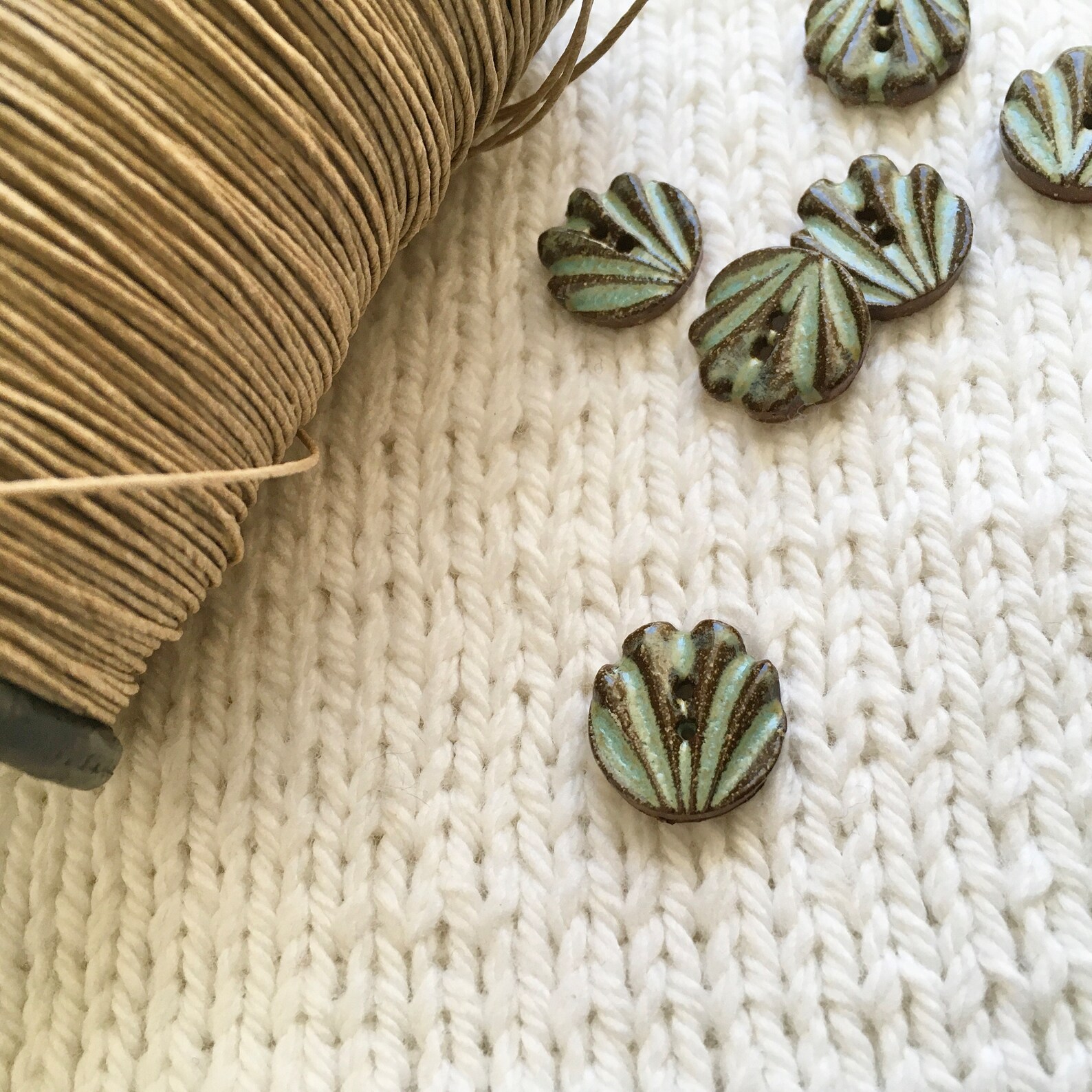 Green Shell Button Handmade Ceramic 11/16” - Etsy