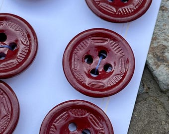 Vintage Red Star Buttons Pressed Paper Mache Button Set 3/4” 19mm