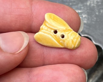Little Bee Button Handmade Ceramic 13/16" x 5/8"