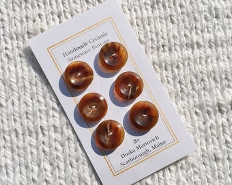 Luminous Small Antique Horn Buttons NOS 5/8” Button Set of 6 Caramel