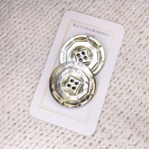 Carved Smoky Mother of Pearl Antique Sewing Buttons 1 5/16” 33mm
