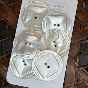 Antique MOP Buttons Cream White Large 6 Button Sweater Button Set Iridescent Mother of Pearl Shell 1 1/8” 27mm